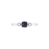 Cushion Cut Alexandrite & Diamond Birthstone Ring In 14K White Gold