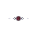 Cushion Cut Ruby & Diamond Birthstone Ring In 14K White Gold