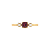 Cushion Cut Ruby & Diamond Birthstone Ring In 14K Yellow Gold