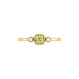 Cushion Cut Peridot & Diamond Birthstone Ring In 14K Yellow Gold
