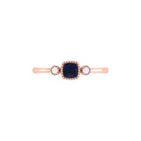 Cushion Cut Sapphire & Diamond Birthstone Ring In 14K Rose Gold