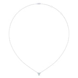 Emerald Cut Opal & Diamond Birthstone Necklace In 14K White Gold