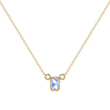 Emerald Cut Tanzanite & Diamond Birthstone Necklace In 14K Yellow Gold