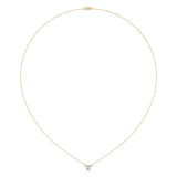 Emerald Cut Tanzanite & Diamond Birthstone Necklace In 14K Yellow Gold