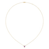 Emerald Cut Amethyst & Diamond Birthstone Necklace In 14K Yellow Gold