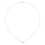 Emerald Cut Aquamarine & Diamond Birthstone Necklace In 14K Rose Gold