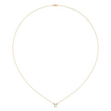 Emerald Cut Aquamarine & Diamond Birthstone Necklace In 14K Yellow Gold