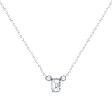 Emerald Cut Diamond Birthstone Necklace In 14K White Gold