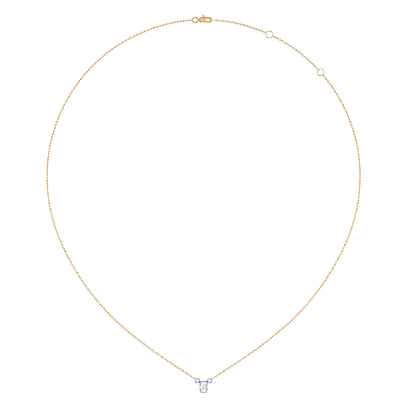Emerald Cut Diamond Birthstone Necklace In 14K White Gold
