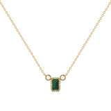 Emerald Cut Emerald & Diamond Birthstone Necklace In 14K Yellow Gold