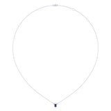 Emerald Cut Alexandrite & Diamond Birthstone Necklace In 14K White Gold