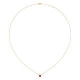 Emerald Cut Ruby & Diamond Birthstone Necklace In 14K Yellow Gold