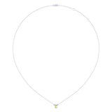 Emerald Cut Peridot & Diamond Birthstone Necklace In 14K White Gold