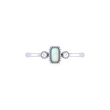 Emerald Cut Opal & Diamond Birthstone Ring In 14K White Gold
