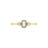 Emerald Cut Opal & Diamond Birthstone Ring In 14K Yellow Gold