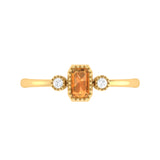 Emerald Cut Citrine & Diamond Birthstone Ring In 14K Yellow Gold