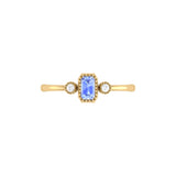 Emerald Cut Tanzanite & Diamond Birthstone Ring In 14K Yellow Gold