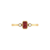 Emerald Cut Garnet & Diamond Birthstone Ring In 14K Yellow Gold