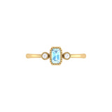 Emerald Cut Aquamarine & Diamond Birthstone Ring In 14K Yellow Gold