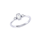 Emerald Cut Diamond Birthstone Ring In 14K White Gold