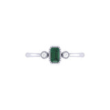 Emerald Cut Emerald & Diamond Birthstone Ring In 14K White Gold