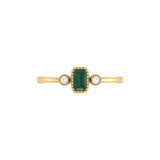 Emerald Cut Emerald & Diamond Birthstone Ring In 14K Yellow Gold