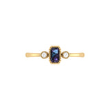Emerald Cut Alexandrite & Diamond Birthstone Ring In 14K Yellow Gold