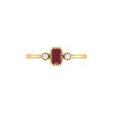 Emerald Cut Ruby & Diamond Birthstone Ring In 14K Yellow Gold