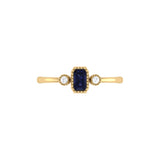 Emerald Cut Sapphire & Diamond Birthstone Ring In 14K Yellow Gold
