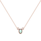 Oval Cut Opal & Diamond Birthstone Necklace In 14K Rose Gold