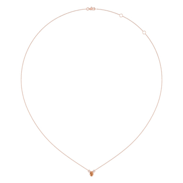 Oval Cut Citrine & Diamond Birthstone Necklace In 14K Rose Gold