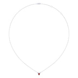 Oval Cut Garnet & Diamond Birthstone Necklace In 14K White Gold