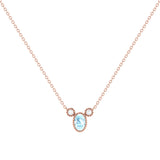 Oval Cut Aquamarine & Diamond Birthstone Necklace In 14K Rose Gold