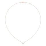 Oval Cut Aquamarine & Diamond Birthstone Necklace In 14K Rose Gold
