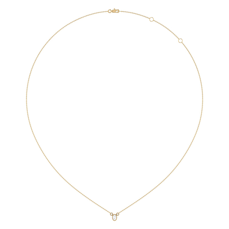 Oval Cut Diamond Birthstone Necklace In 14K Yellow Gold