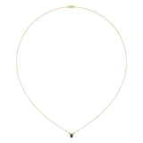 Oval Cut Emerald & Diamond Birthstone Necklace In 14K Yellow Gold