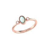Oval Cut Opal & Diamond Birthstone Ring In 14K Rose Gold