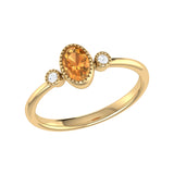 Oval Cut Citrine & Diamond Birthstone Ring In 14K Yellow Gold
