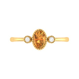 Oval Cut Citrine & Diamond Birthstone Ring In 14K Yellow Gold