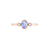Oval Cut Tanzanite & Diamond Birthstone Ring In 14K Rose Gold