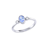 Oval Cut Tanzanite & Diamond Birthstone Ring In 14K White Gold
