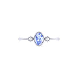 Oval Cut Tanzanite & Diamond Birthstone Ring In 14K White Gold