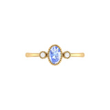 Oval Cut Tanzanite & Diamond Birthstone Ring In 14K Yellow Gold