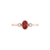 Oval Cut Garnet & Diamond Birthstone Ring In 14K Rose Gold