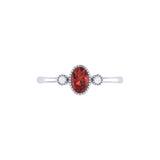 Oval Cut Garnet & Diamond Birthstone Ring In 14K White Gold