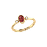 Oval Cut Garnet & Diamond Birthstone Ring In 14K Yellow Gold
