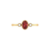 Oval Cut Garnet & Diamond Birthstone Ring In 14K Yellow Gold
