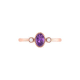 Oval Cut Amethyst & Diamond Birthstone Ring in 14K Rose Gold