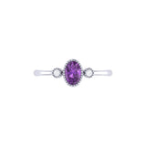 Oval Cut Amethyst & Diamond Birthstone Ring in 14K White Gold