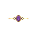 Oval Cut Amethyst & Diamond Birthstone Ring in 14K Yellow Gold